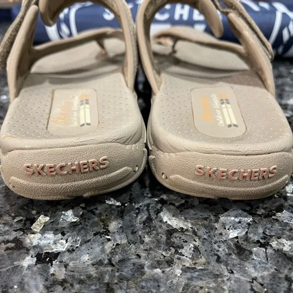 Skechers Reggae Zig Swag Tan Sandals with Braided Orange Straps & Bag Size 8.5 - Picture 4 of 7